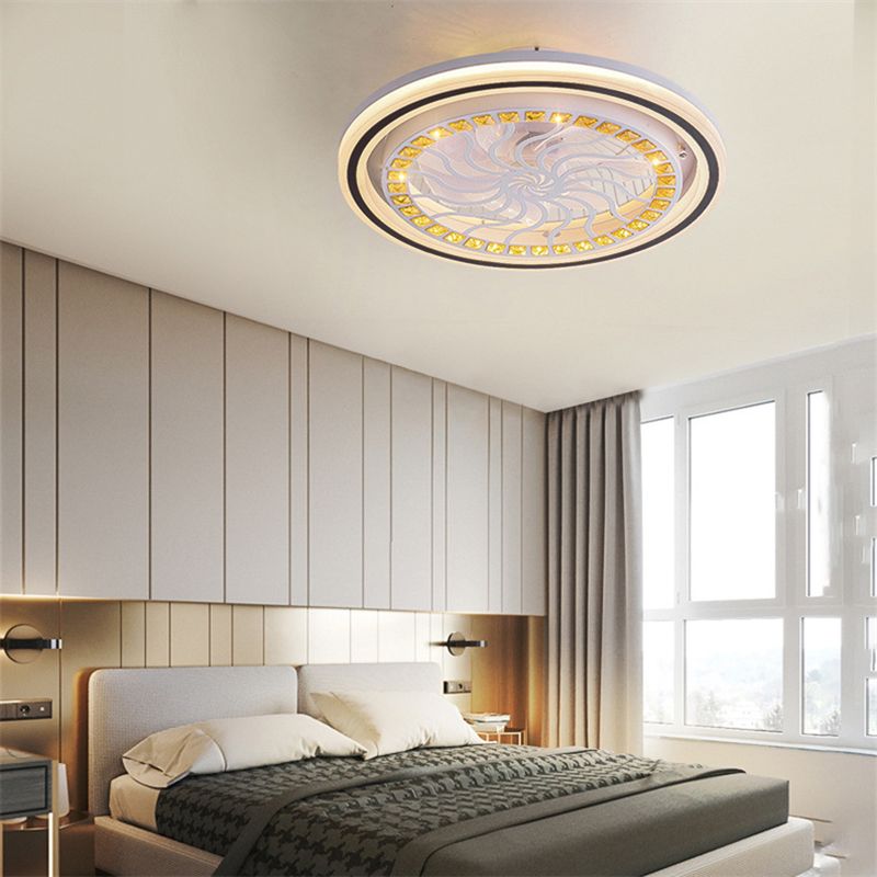 Modern Style Ceiling Fan Lamp LED Crystal Ceiling Mount Light with Acrylic Shade