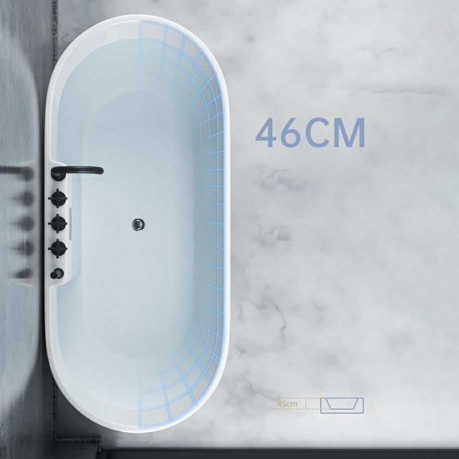 Freestanding Soaking Acrylic Bathtub Antique Finish Oval Modern Bath Tub