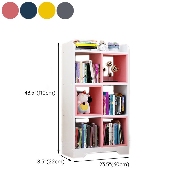 Contemporary Closed Back Book Shelf Manufactured Wood Cubby Storage Bookcase