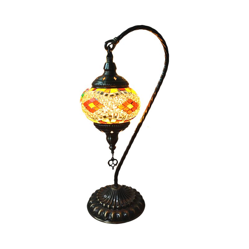 Tavolo da letto a braccio curvo leggero vetro arte arte retrò singola lampadina bianca/gialla/arancione comodini