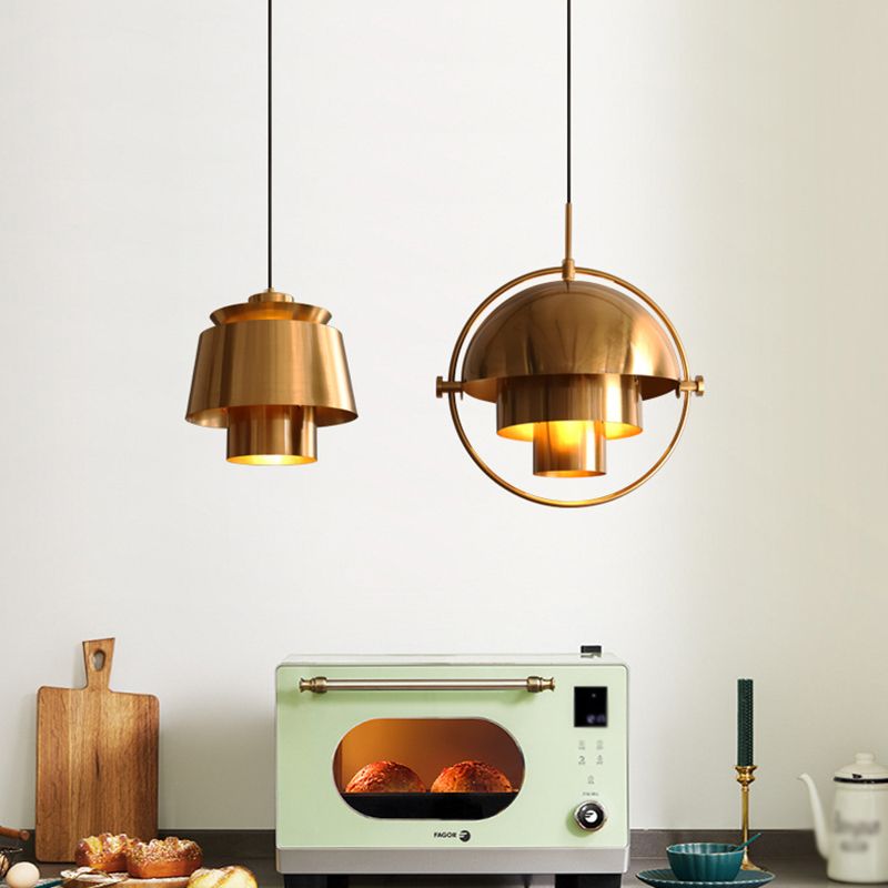 Gold 1 Lampe pendentielle légère Mid-Century Creative Design Metal Metal Prowing Lamping pour chambre