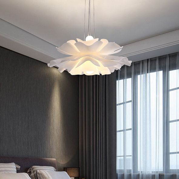 Camera da letto a sospensione a sospensione luce a sospensione bianca nordica kit di luce floreale con ombra acrilica floreale