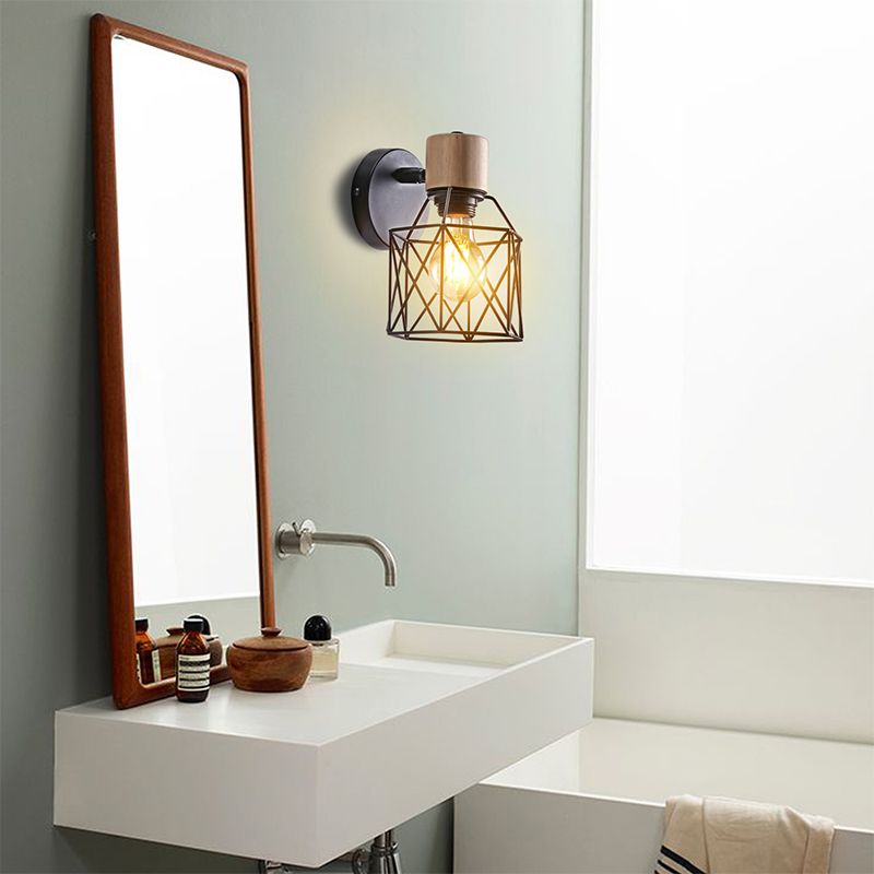Industrial Wall Lighting Fixture Wooden Wall Light Sconce for Bedroom