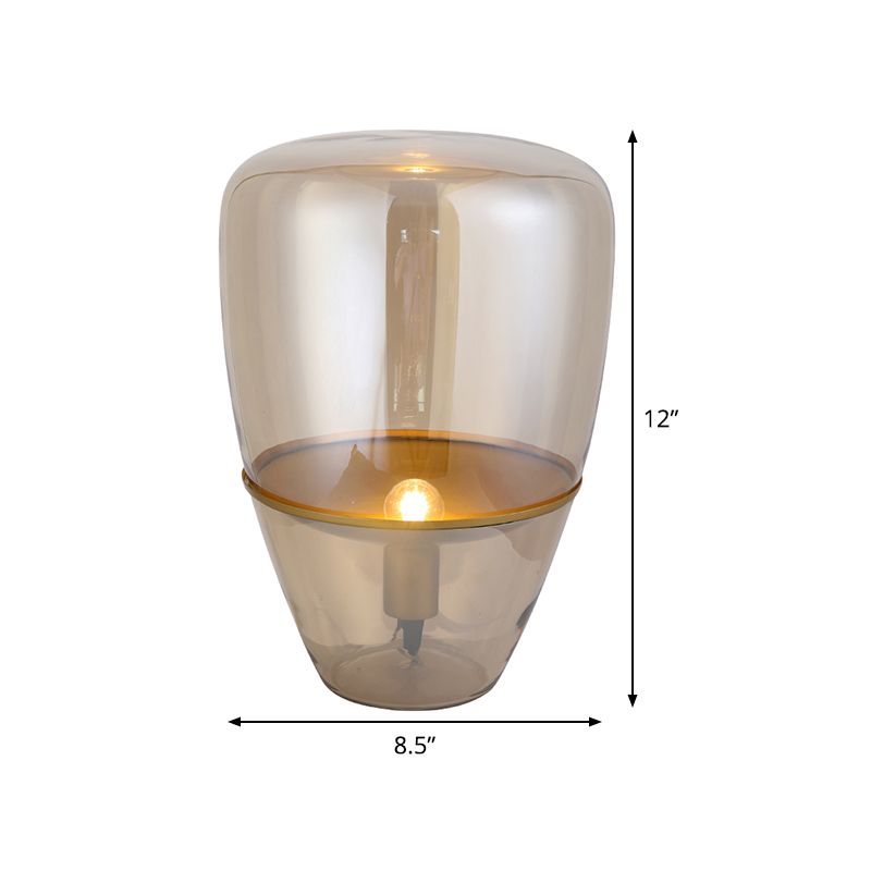 Lampada da comodino in barattolo Contemporanea in vetro cognac da 8,5"/11"/17" di larghezza, 1 lampadina, illuminazione da lavoro per camera da letto