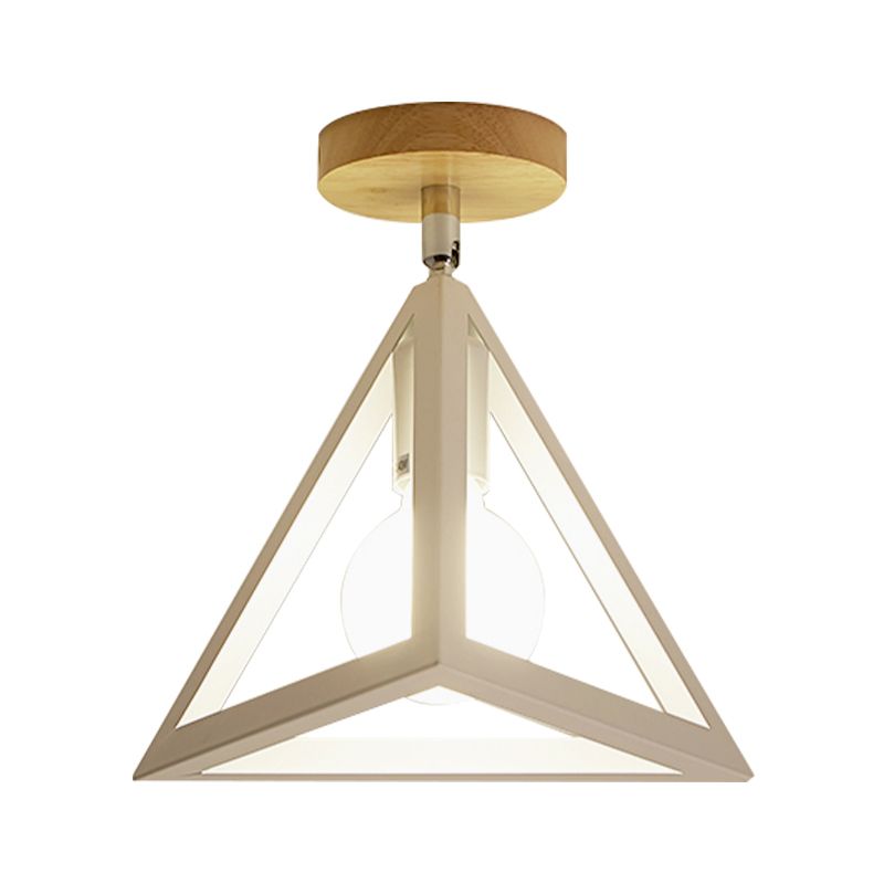 Rotatable 1 Bulb Square/Pyramid Ceiling Mount Light Modern Stylish Metallic Black/White Ceiling Lamp for Foyer Stair