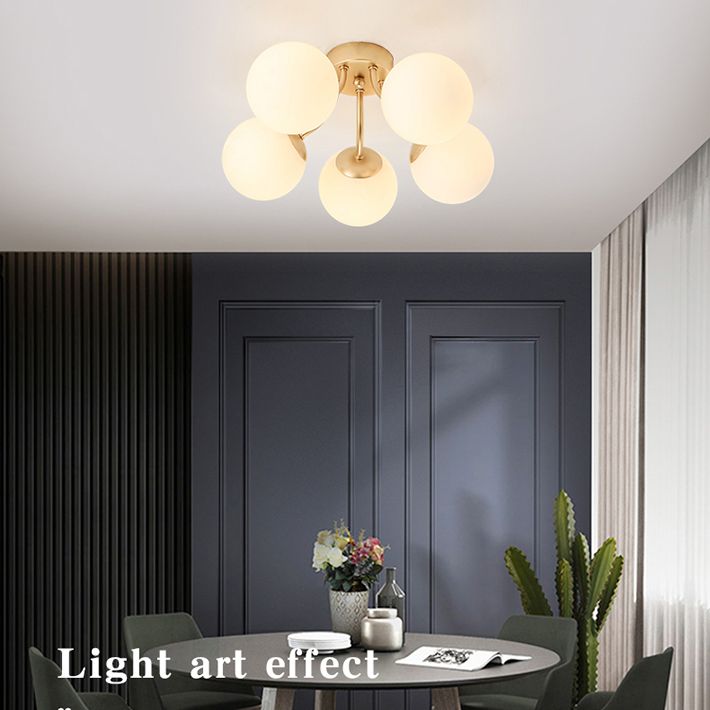 Nordic Modern Minimalist Glass Flush Mount Lamp with Glass Shade for Living Room