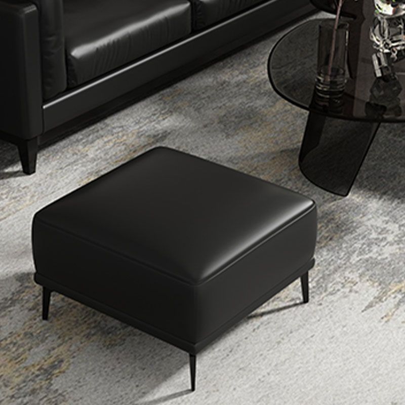 Contemporary Ottoman Faux Leather Stain Resistant Square Ottoman with 4 Legs