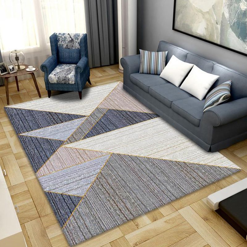Funky Geometric Pattern Rug Simple Polyester Area Carpet Anti-Slip Backing Rug for Living Room