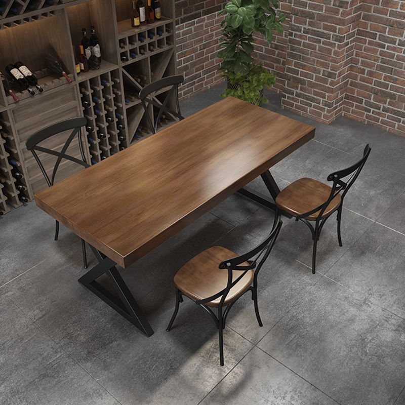 Industrial Rectangle Dinner Table Black Metal Sled Base Dining Site Table
