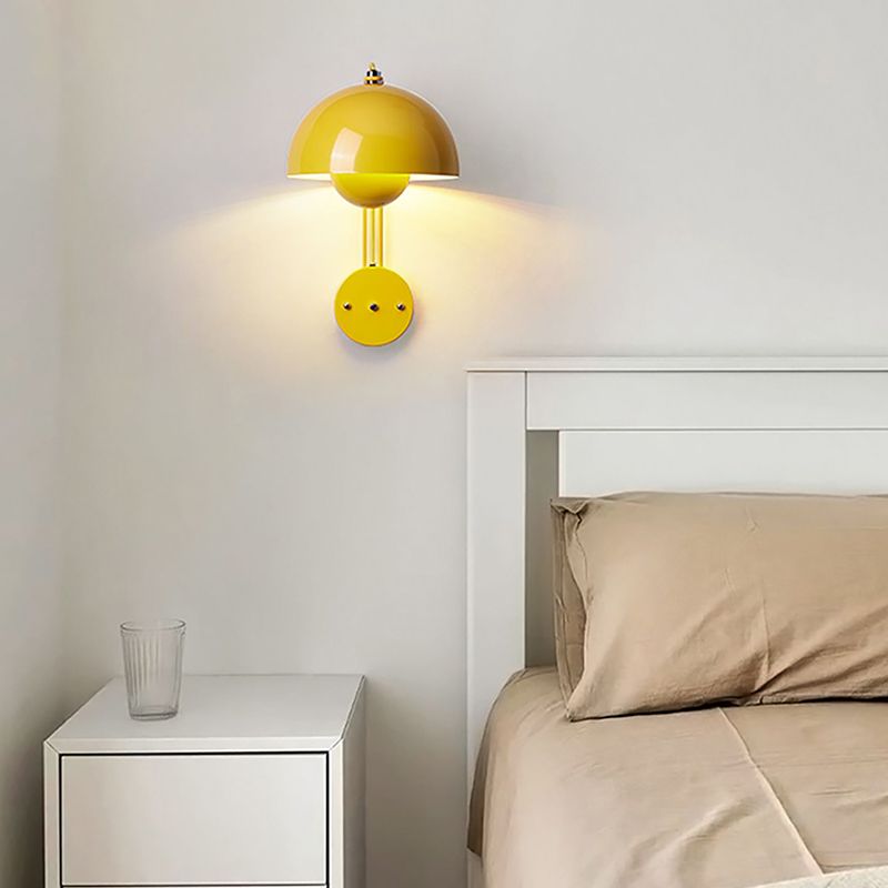 1-Light Wall Lamp Macaron Wall Mount Lamp with Metal Shade for Bedroom