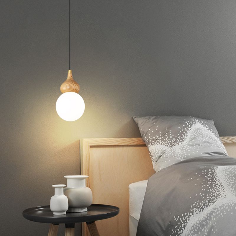 Lumière pendule de gourde moderne 1-Light Wood suspendu plafond plafond pour salle à manger