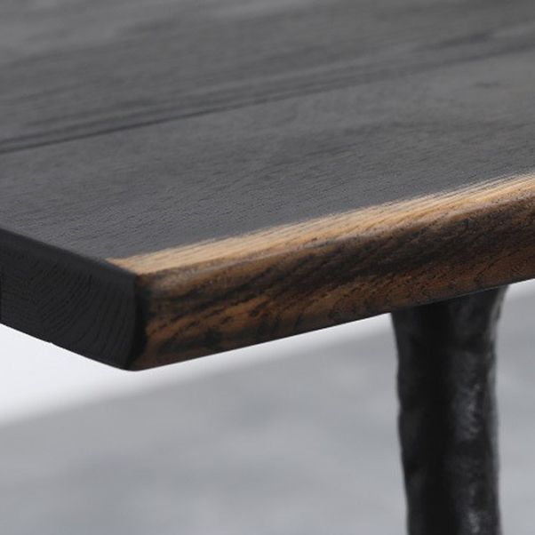 Black Oak Wood Dining Table Set 1/2/5 Pcs Industrial Metal Dinette Set for Home