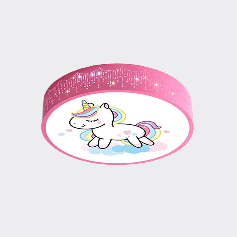 Lámparas LED incrustadas de dibujos animados, lámpara de techo con patrón de Unicornio rosa / azul, con pantalla de acrílico