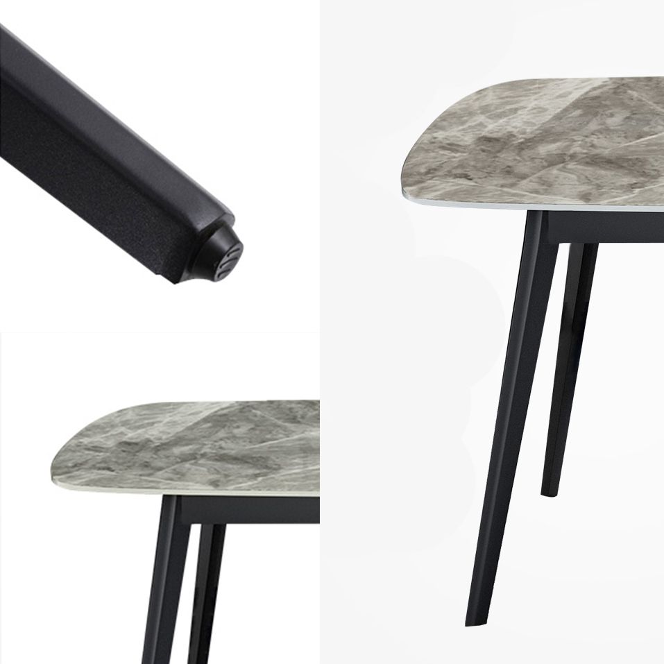 Cuisine de style contemporain Tableau rectangle en pierre enthousiaste avec base de 4 jambes