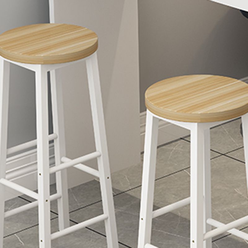 Double Pedestal Bar Table Set 1/3 Pcs Wood Frame Bar Table and Backless Stools