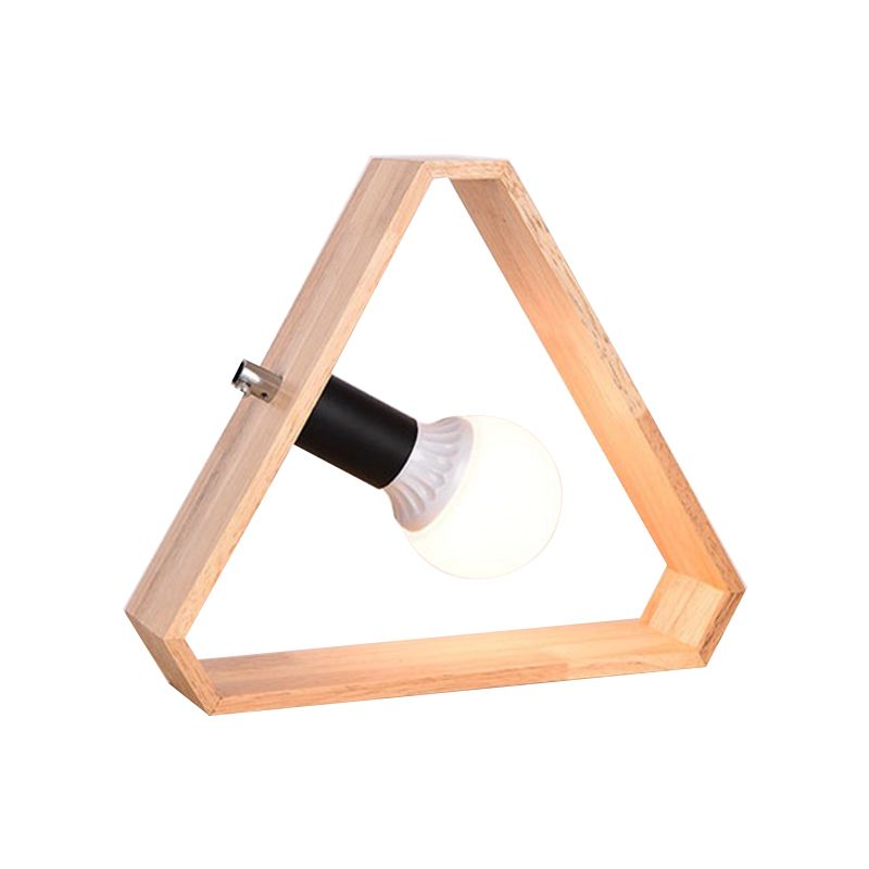 1 lampe de table de la tête de tête simplicité Lumière de nuit beige avec cadre en bois triangulaire