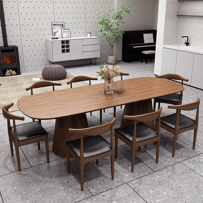Pine Solid Wood Dinner Table Contemporary Style Brown Dining Table for Home Kitchen Dinner