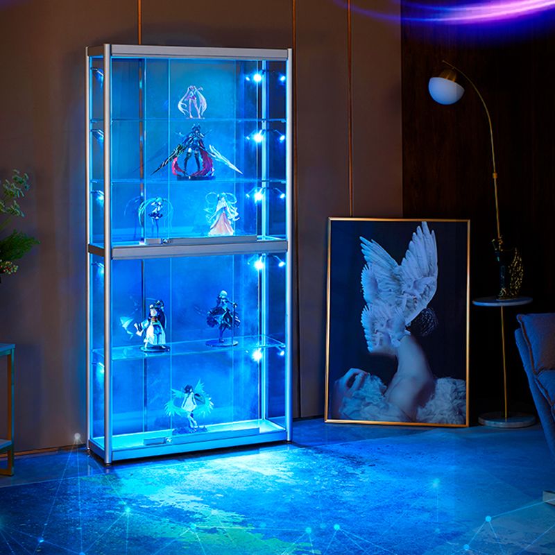White Display Stand Modern Curio Cabinet with Glass Locking Door