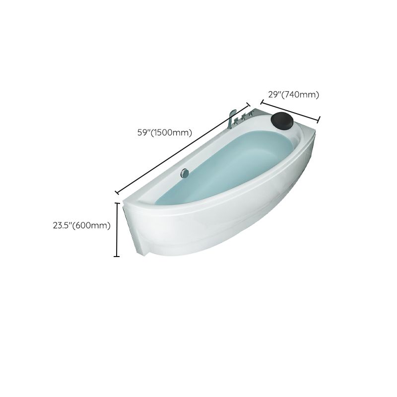 Back to Wall Corner Bathtub Acrylic White Modern Soaking Bath