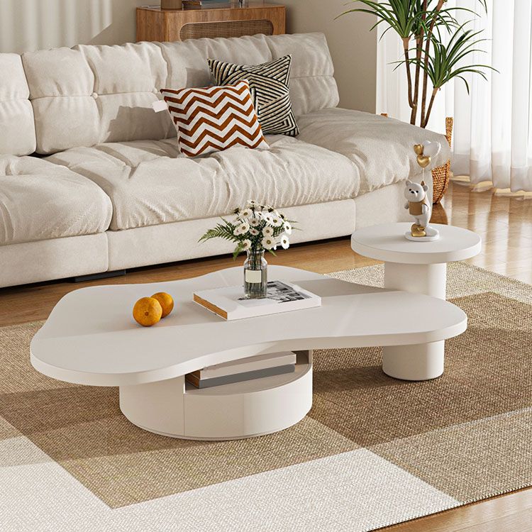 Abstract Coffee Table Wood Geometric Coffee Coffee or End Table with Drawer