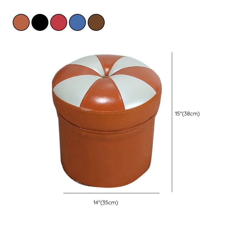 Modern Leather Pouf Water Resistant Round Pouf for Drawing Room