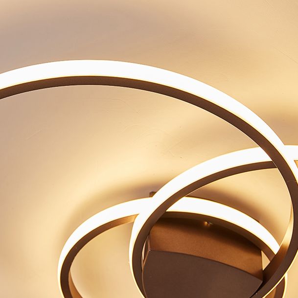 Lampada da incasso a doppio anello da 14"/19"/21,5" per camera da letto in acrilico LED Semplicità Marrone Apparecchio montato a soffitto in luce calda/bianca/naturale