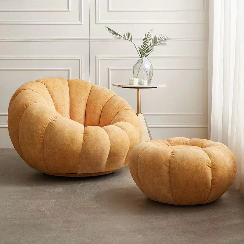 Modern Velvet / Wool Blend Accent Chair, 100 Wide Fixed Back Chair and Ottoman