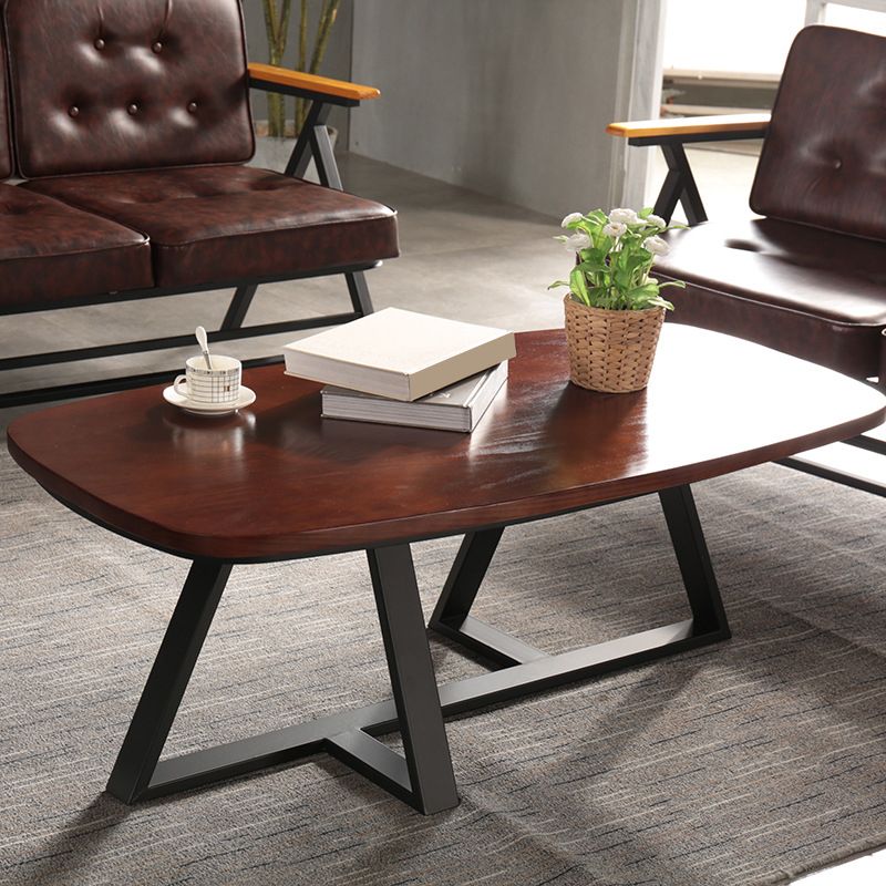 Modern Style 1 Single Coffee Table Pine Wood Brown Cocktail Table