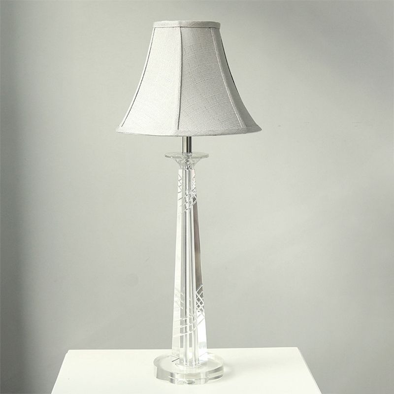 Lampada da comodino Bell grigio crema contemporanea 1 lampadina trasparente K9 illuminazione notturna in cristallo per camera da letto