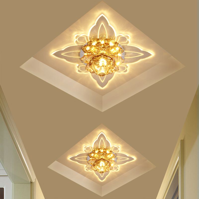 Lampada da incasso in cristallo trasparente Lotus stile moderno LED vicino all'illuminazione a soffitto per corridoio