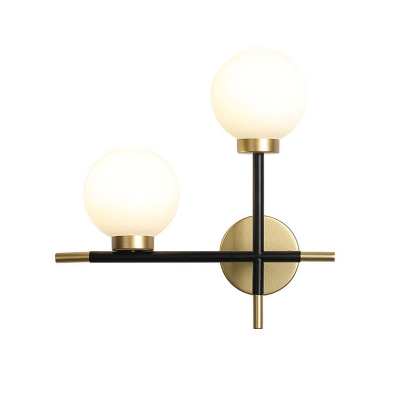 Globe Sconce Light Fixture Simplicity Style Glass Bedroom Wall Sconce Lighting in Gold-Black