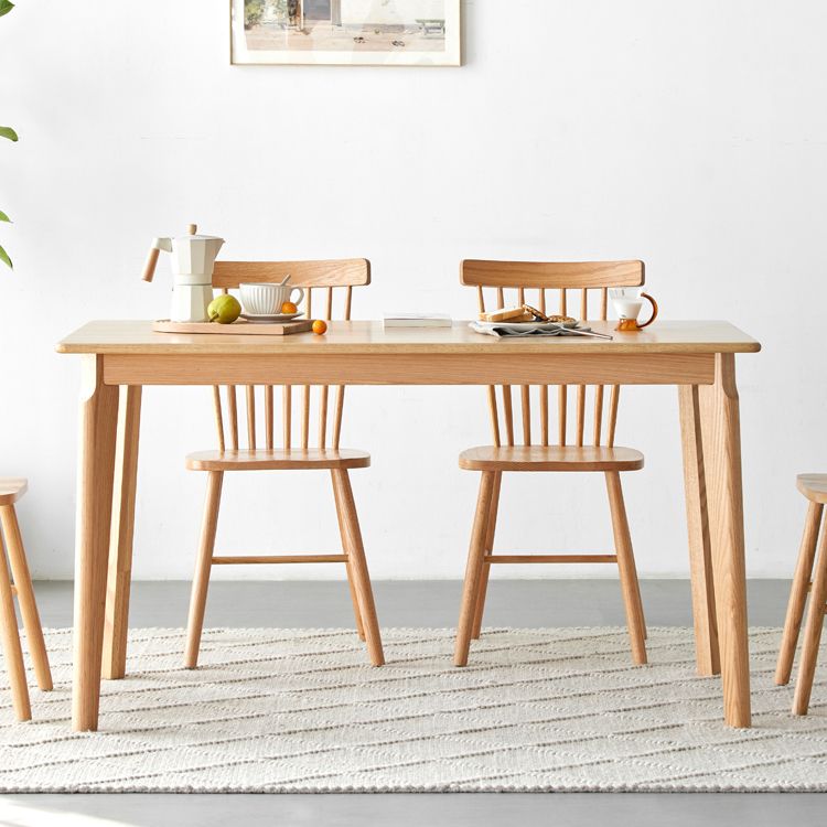 Mesa de comedor de madera maciza de estilo contemporáneo, mesa rectangular con base de madera de 4 patas para el hogar