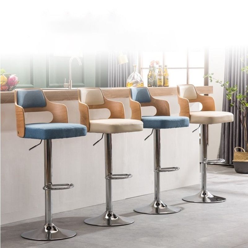 Nordic Style Leather Upholstered Barstool Adjustable Height Swivel single Bar Stool