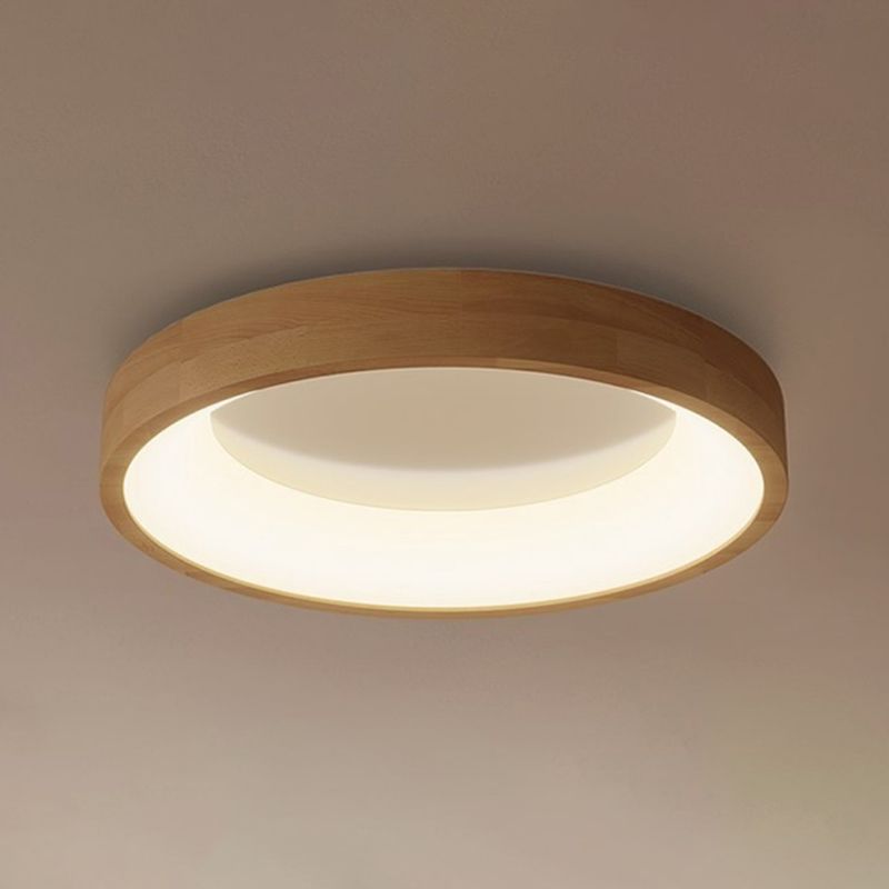 Wood Circle Shape Flush Mount Minimalism Metal Ceiling Flush Mount for Living Room