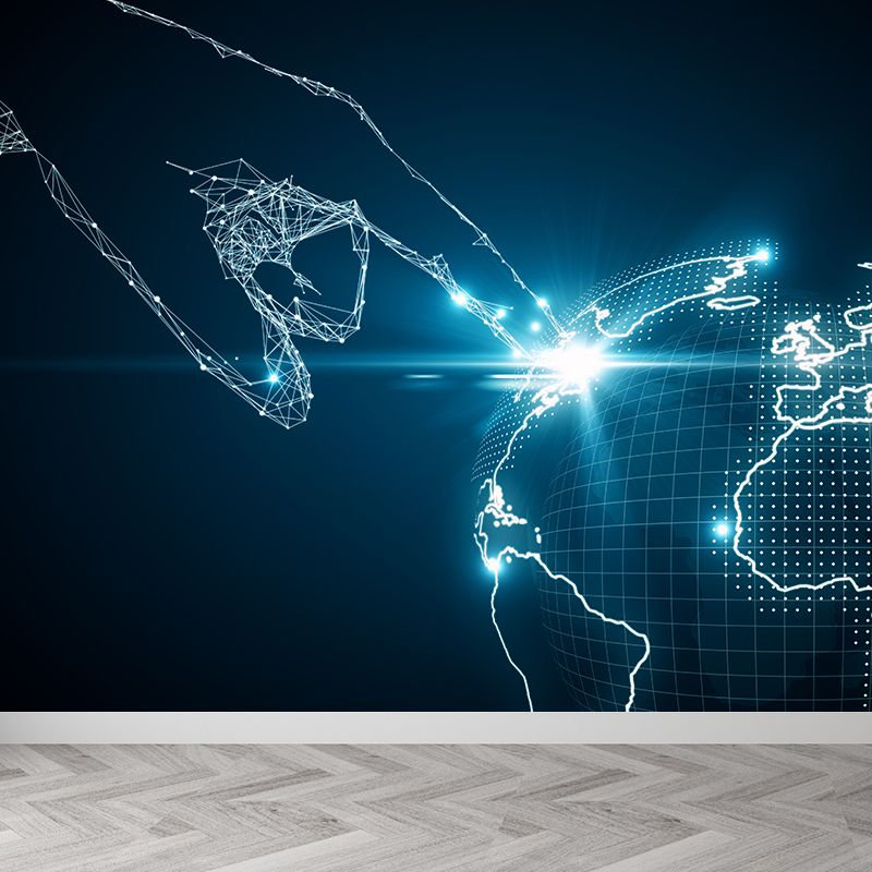 Illustration Style Abstract Mural Decal for Living Room, Dark Color, Personalise