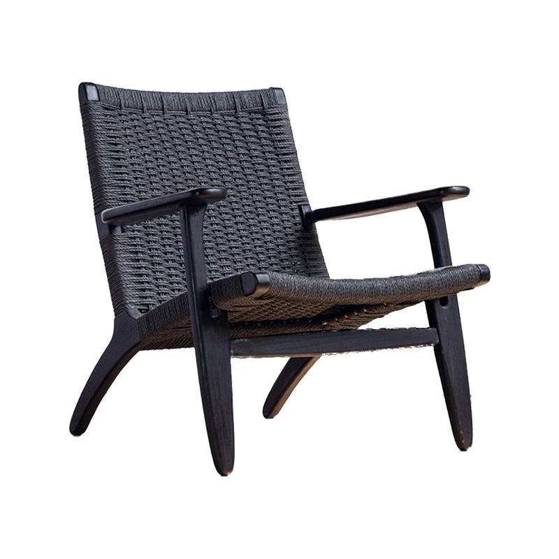Mid-century Modern Accent Armchair Fixed Back Wood Armchair for Living Room