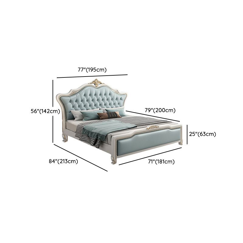 Glam Pine Wood Mattress Included with Headboard Camelback Panel Bed Frame
