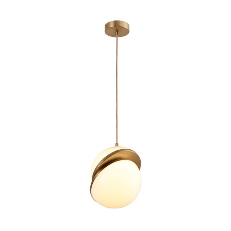 Lampe suspendue en bronze en acrylique dans un style artistique moderne électroplate Copper Globe Pendant Light