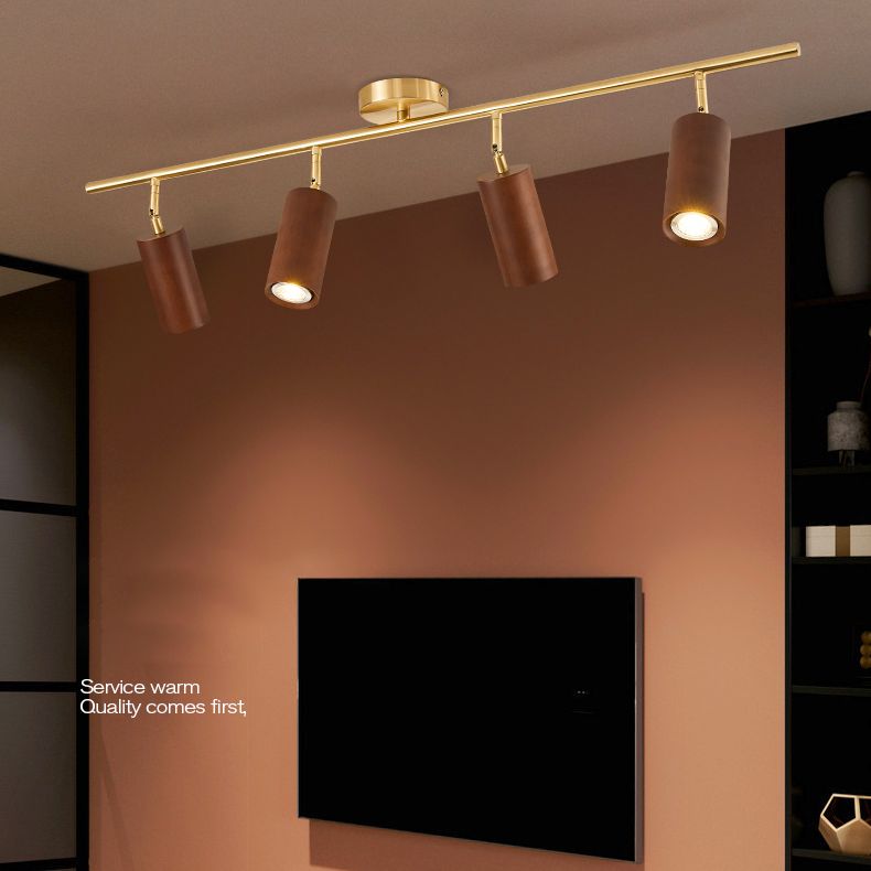Modern LED Track Lighting Minimalist Chinese Style Wooden Downlight for Home Living Room and Aisle