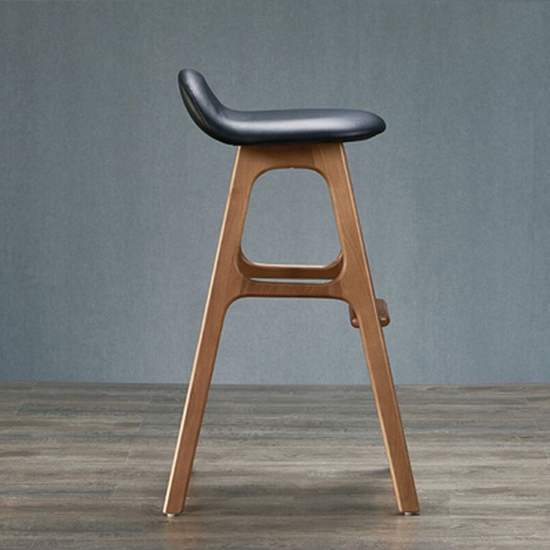 Industrial Bar Stools with Ash Wood Frame Matte Finish Faux Leather Stools