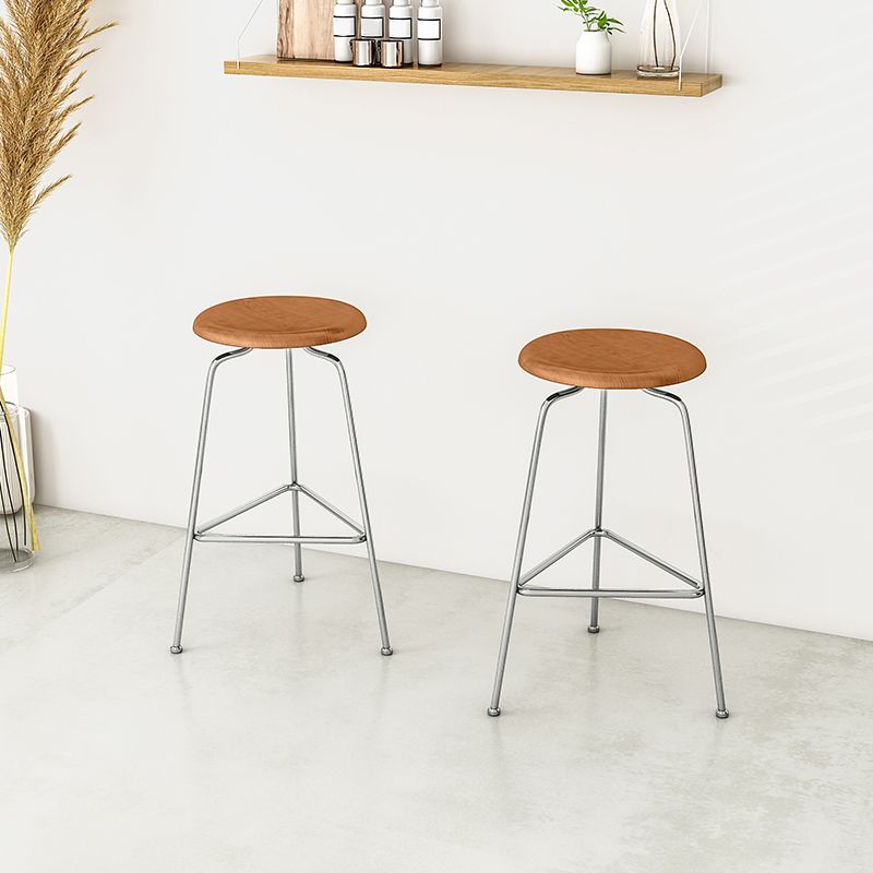 Contemporary Armless Round Backless Bar Stool with Metal Base