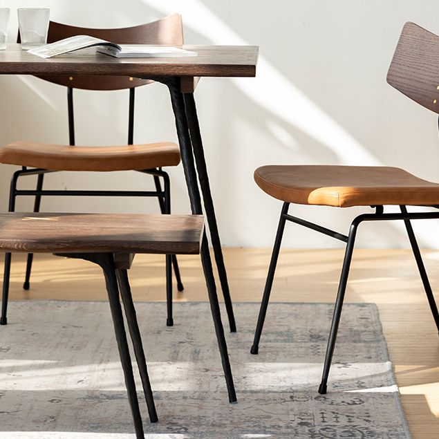 Mesa de comedor de madera maciza de roble Mesa de comedor rectangular industrial con 4 patas