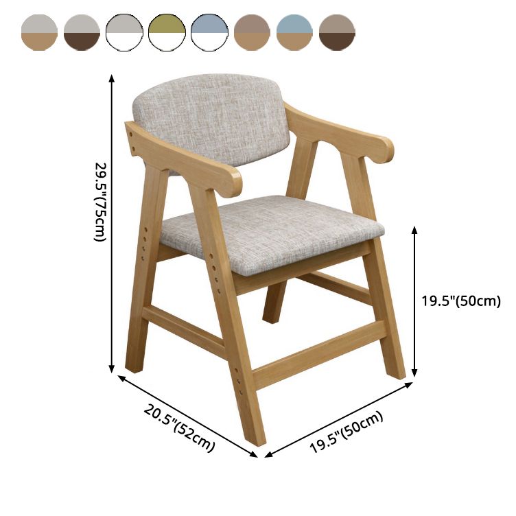 Silla de comedor con respaldo abierto, brazo tapizado, silla de comedor individual con patas de madera