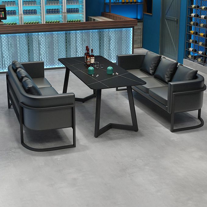 Industrial Style Sintered Stone Dinner Room Kitchen Table Black Metal Base Table for Dinning Room
