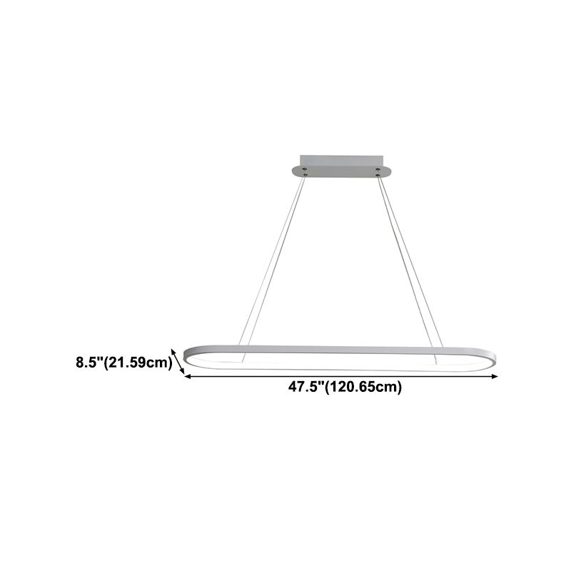 Contemporary Style Linear Shape Island Light Metal 1 Light Hanging Pendant Light in White