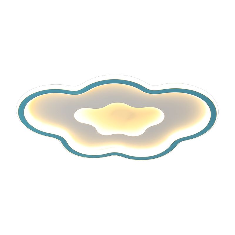 Cloud Kids Bedroom Flush Light Fixture Acrylic LED Cartoon Flush Mount Lighting in Pink/Blue