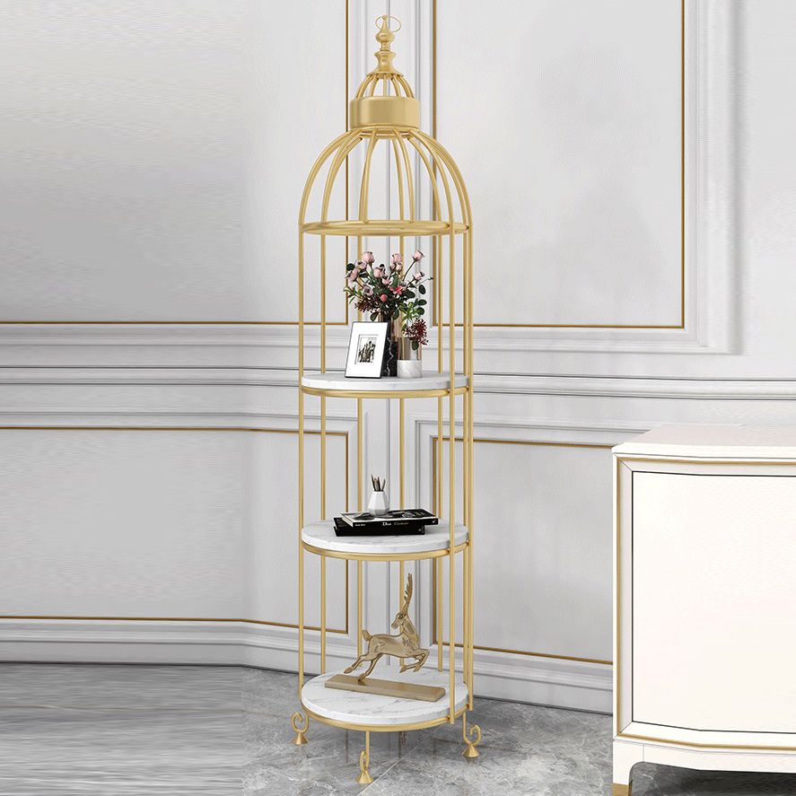 Modern Indoor Geometric Bookshelf Metal Frame Manufactured Wood Shelf Bookcase