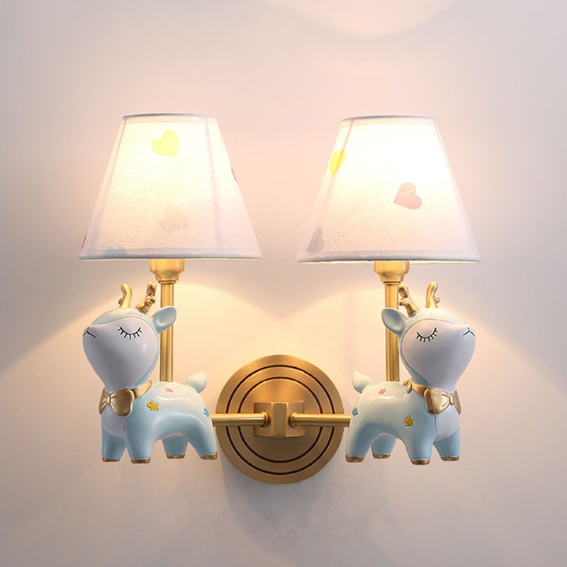 Minimalist Style Wall Sconce Lighting Deer Sconce Light Fixture with Fabric Shade