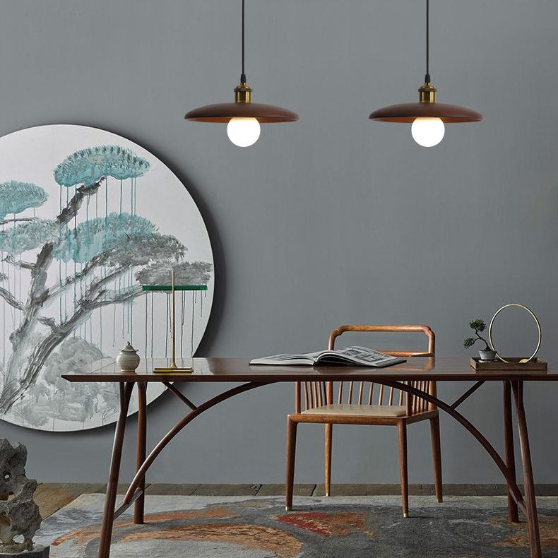 Sala da pranzo a forma di piattino in legno in legno di illuminazione 1 lampadina minimalista sospesa