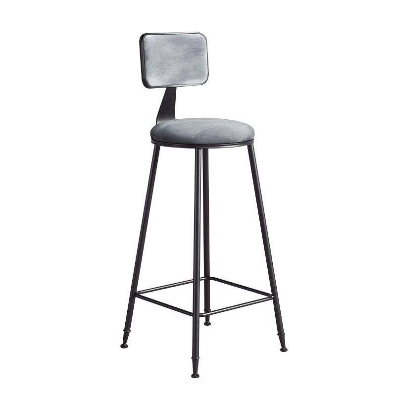 Modern Armless Backrest Counter Stool Iron Balcony Bar Stool with Cushion and Pedal